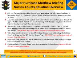 Major Hurricane Matthew Briefing Nassau County Situation Overview