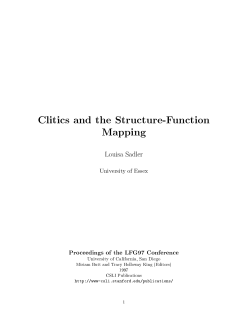 Clitics and the Structure-Function Mapping