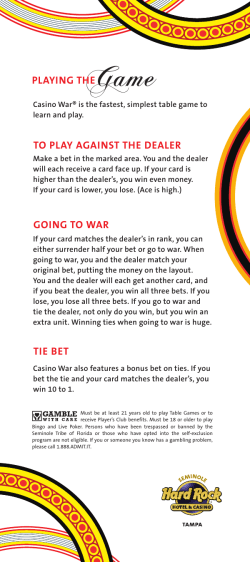 how t playing the to play against the dealer going to war tie bet