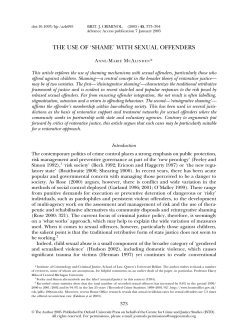 THE USE OF `SHAME` WITH SEXUAL OFFENDERS