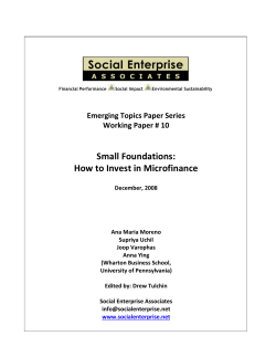Small Foundations: How to Invest in Microfinance (Paper)