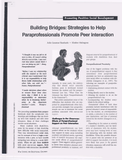 Building Bridges-Strategies to Help Paraprofessionals Promote Peer