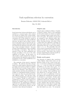 Nash equilibrium selection by convention