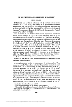 ON ORTHOGONAL PROBABILITY MEASURES1