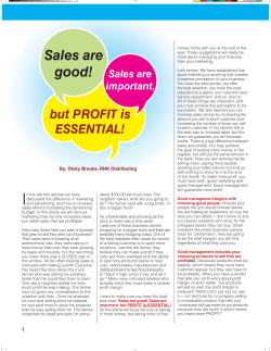 Sales Are Good! Sales Are Important, but Profit is Essential!