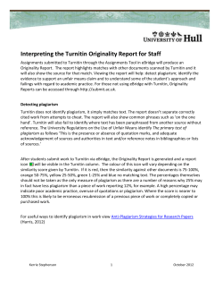 Interpreting the Turnitin Originality Report for Staff