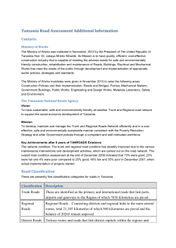 Tanzania Road Assessment Additional Information