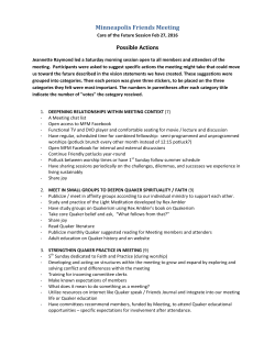 Minneapolis Friends Meeting Possible Actions