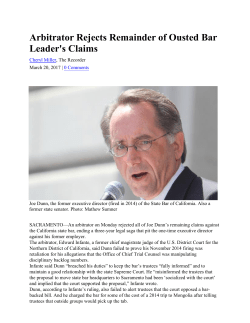 Arbitrator Rejects Remainder of Ousted Bar Leader`s Claims