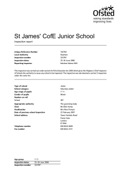 Inspection Report &ndash; 25 June 2008 - St James` Church of England