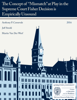 e Concept of &ldquo;Mismatch&rdquo; at Play in the Supreme Court Fisher