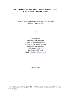 LEGAL DIVERSITY AND REGULATORY COMPETITION