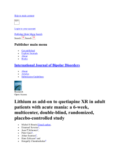 Lithium as add-on to quetiapine XR in adult patients with acute mania