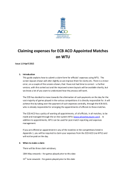 Claiming expenses for ECB ACO Appointed Matches
