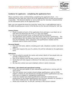 Guidance for applicants completing the application form