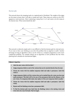 Shortest path. This network shows the tramping tracks in a regional