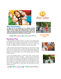 Reading Play Reading Play May Newsletter!