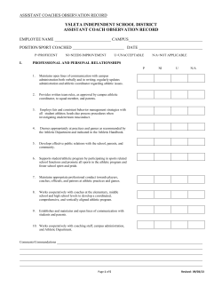 Assistant Coaches Observation Record