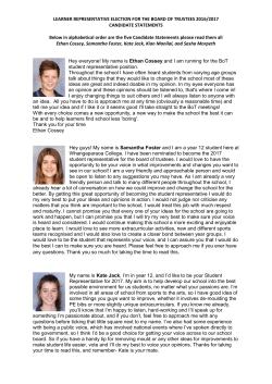 LEARNER REPRESENTATIVE ELECTION FOR THE BOARD OF