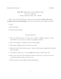 (Applied Game Theory) Midterm Exam Instructor