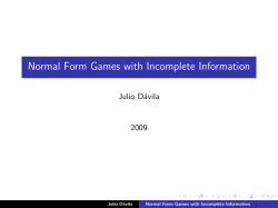 Normal Form Games with Incomplete Information