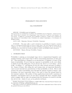 PROBABILITY FOR LINGUISTS John GOLDSMITH1 1