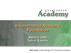 Formation of ICT Policy in Estonia
