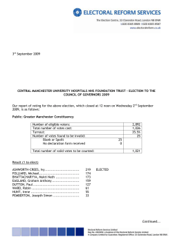 Election Report 030909 - Central Manchester University