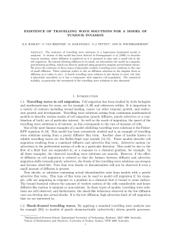EXISTENCE OF TRAVELLING WAVE SOLUTIONS FOR A MODEL