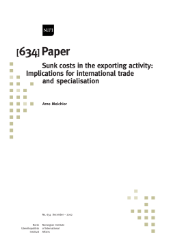 Sunk Costs in the Exporting Activity: Implications for International