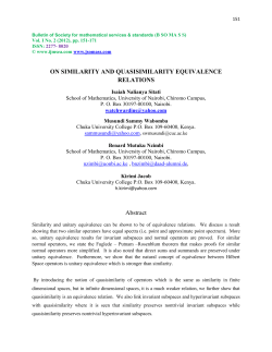 ON SIMILARITY AND QUASISIMILARITY EQUIVALENCE