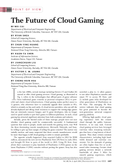 The Future of Cloud Gaming - SFU Computing Science