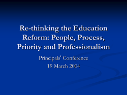 Re-thinking the Education Reform: People, Process, Priority and