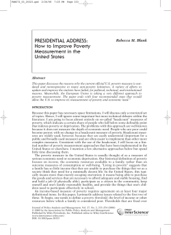 PRESIDENTIAL ADDRESS: How to Improve Poverty