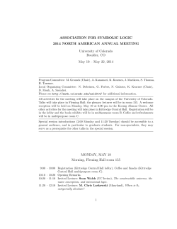 ASSOCIATION FOR SYMBOLIC LOGIC 2014