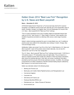 Katten Given 2014 "Best Law Firm" Recognition by U.S. News and