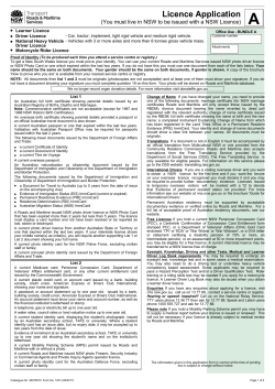 Licence Application - Roads and Maritime Services