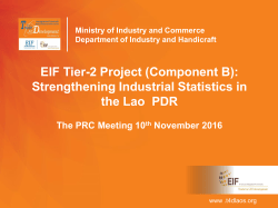 Capacity enhancement project on industrial statistics in Lao PDR