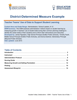 Development Report Teacher Teams* Use of Data to Support