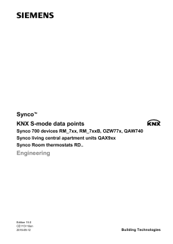Engineering Synco KNX S-mode data points
