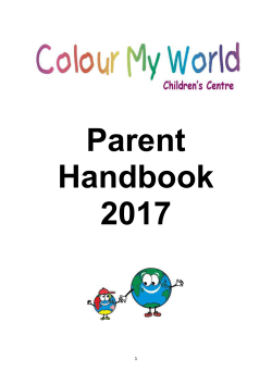 Parent Handbook 2017 WELCOME NOTE