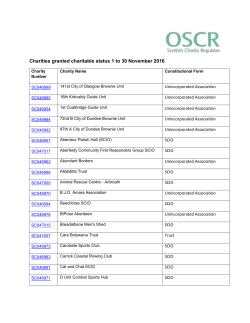 Charities granted charitable status 1 to 30 November 2016 Charity