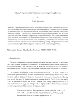 Bellman`s equation and a continuous linear programming problem