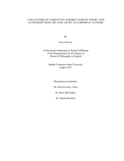A MULTIVERSE OF NARRATIVES: POSSIBLE WORLDS THEORY