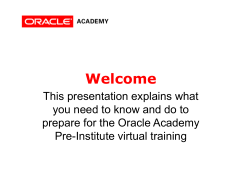 Oracle Academy Pre-Institute Preparedness