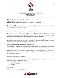 HEAD COACH, NATIONAL UNDER 20 MEN`S
