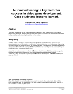 Automated testing: a key factor for success in video game