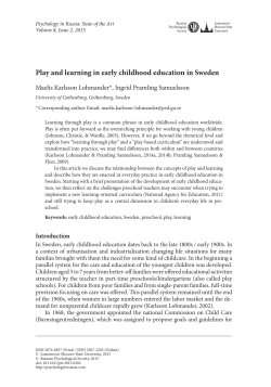 Play and learning in early childhood education in sweden