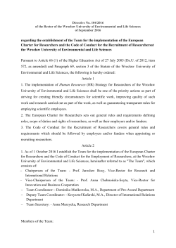 appointed by HM Rector`s Disposition 104/2016 dated 26th