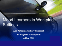 Maori Learners in Workplace Settings